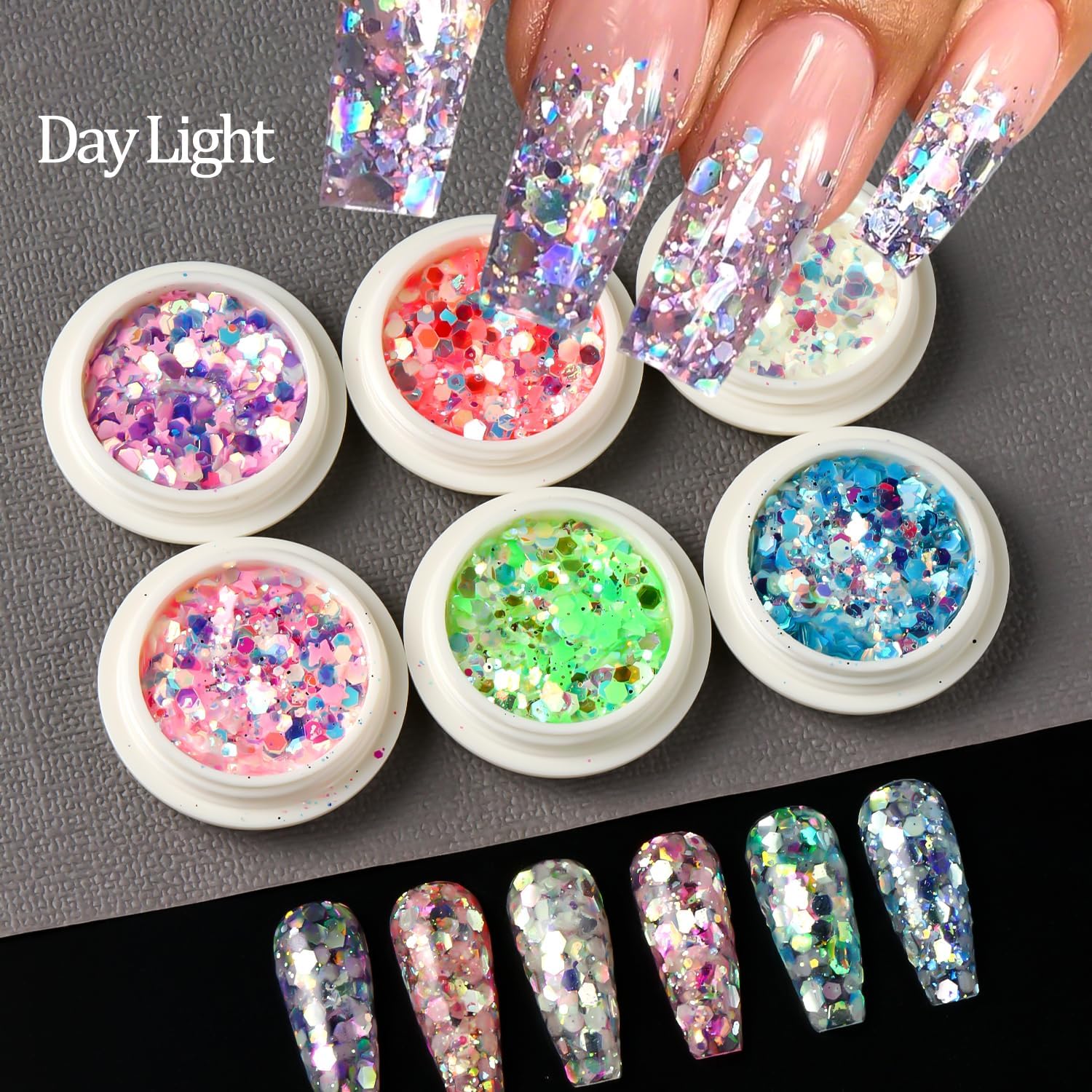 Halloween Glow in the Dark Glitter Nail Art Sequins 3D Luminous Nail Flakes