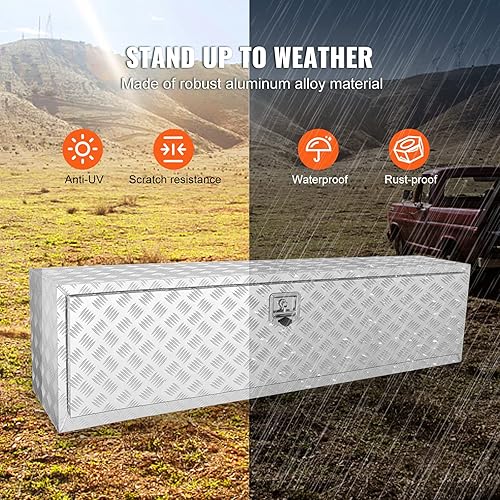 Miniatura 58 de VEVOR Underbody - Caja de almacenamiento para camioneta de 24 x 14 x 16 pulgadas, caja de herramientas de aluminio resistente con cerradura y Negro