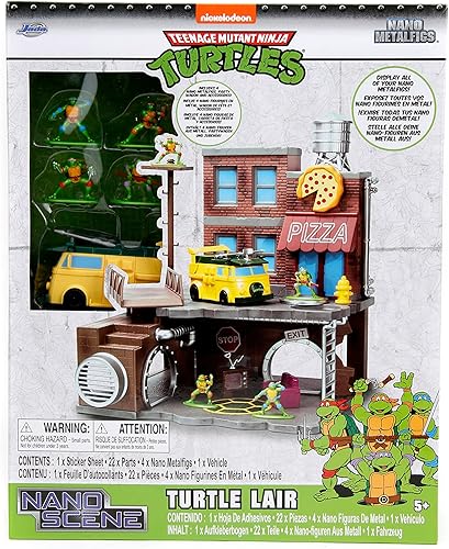 Miniatura 12 de Teenage Mutant Ninja Turtles Turtle Lair Nano Scene con figuras coleccionables fundidas a presión de 1.65 pulgadas, juguetes para niños y adultos
