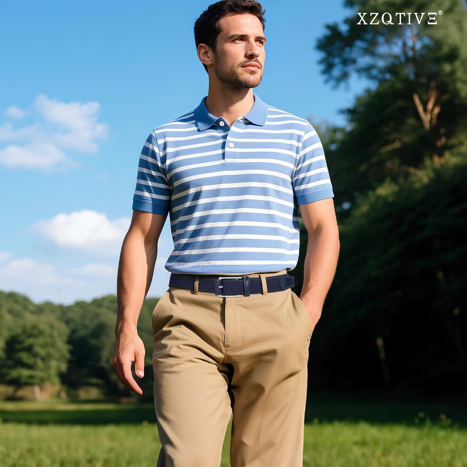 XZQTIVE Braided Stretch Belt Mens Gift Elastic Woven Belt for Golf Casual Pants Shirts Jeans - Image 6