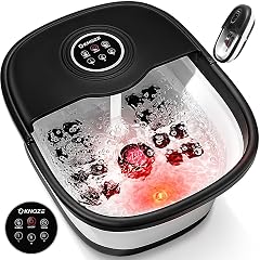 KNQZE Collapsible Foot Spa Bath with Heat Remote Control Bubble Massage Temperature Control Red Light Timer 16 Rollers