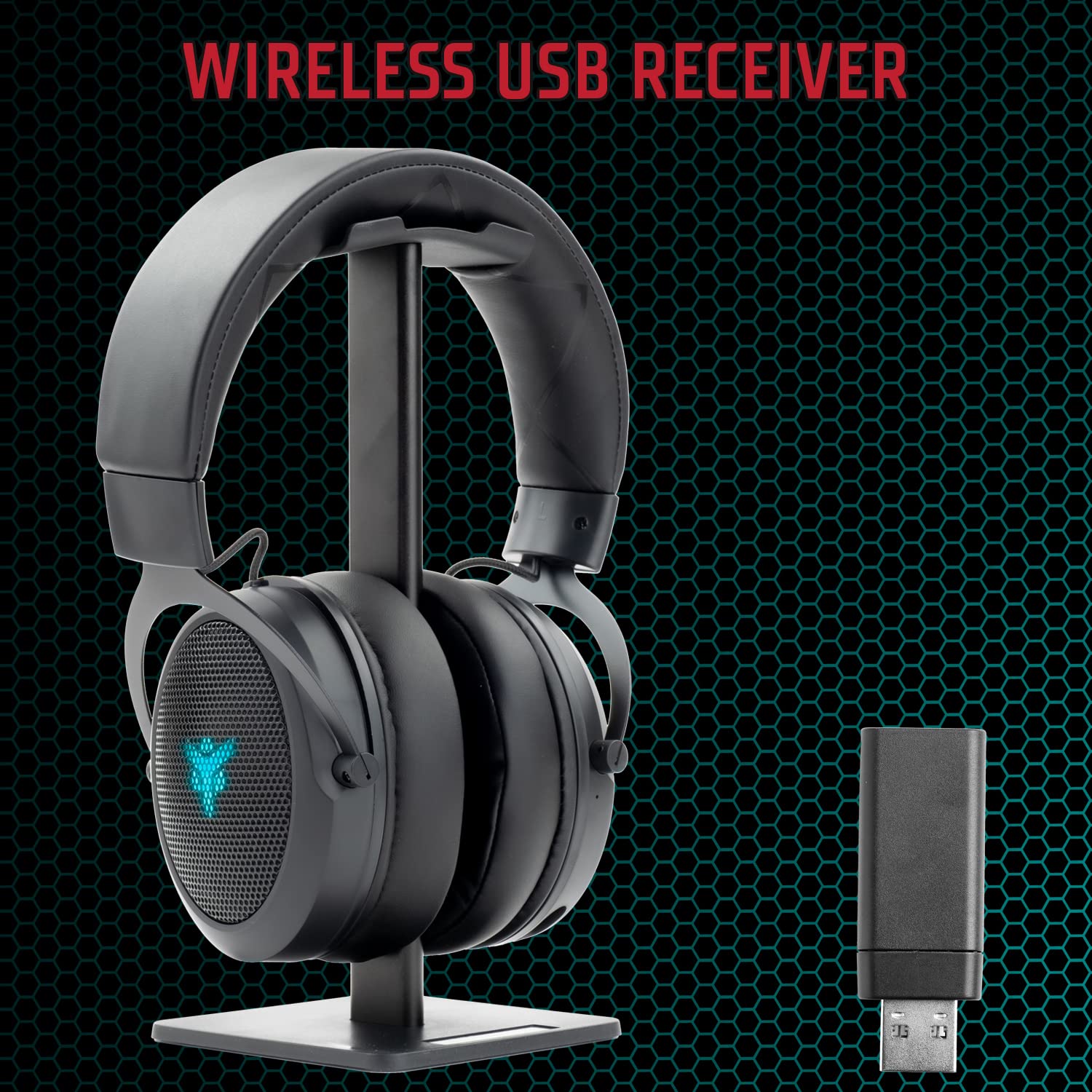 Itek H500W2 Auriculares Gaming Inalámbricos 2.4G con Micrófono Desmontable, Cancelación de Ruido Exterior, Iluminación LED para PC y Consola, Negro, Ajustable