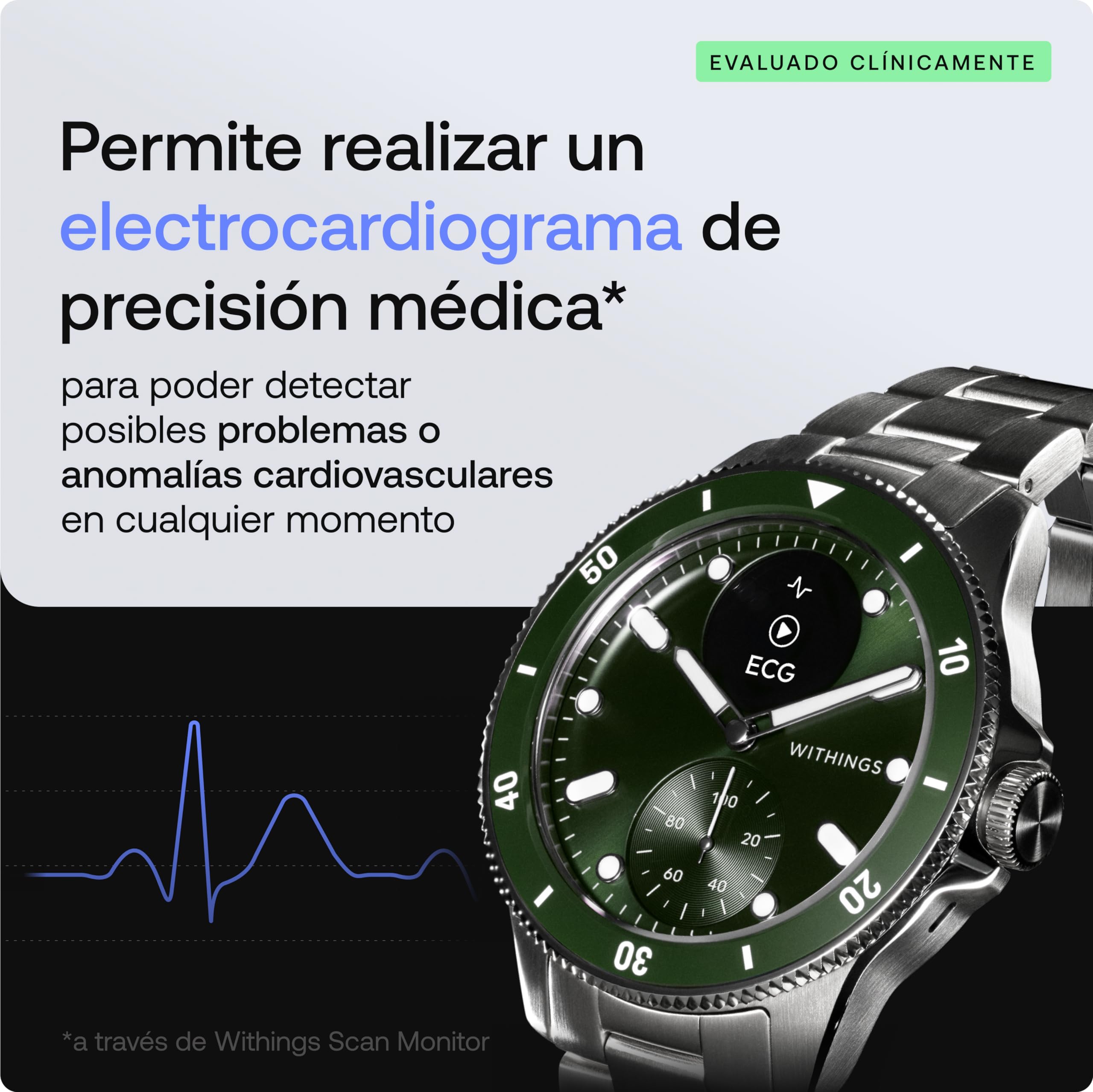 Withings ScanWatch Nova, Smartwatch Híbrido, ECG, SpO2, Verde