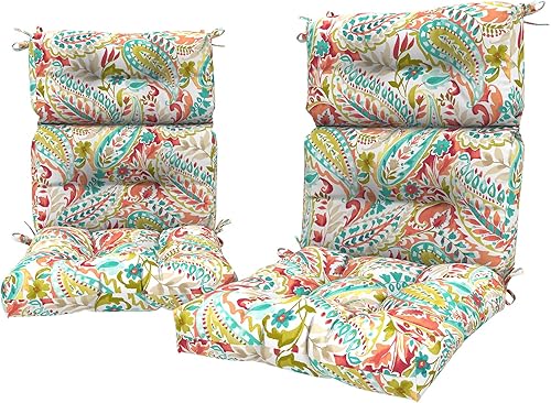 Miniatura 9 de LVTXIII Cojines de respaldo alto copetudo para exteriores, cojín de asiento y respaldo esponjoso sólido con lazos, cojín de repuesto para silla