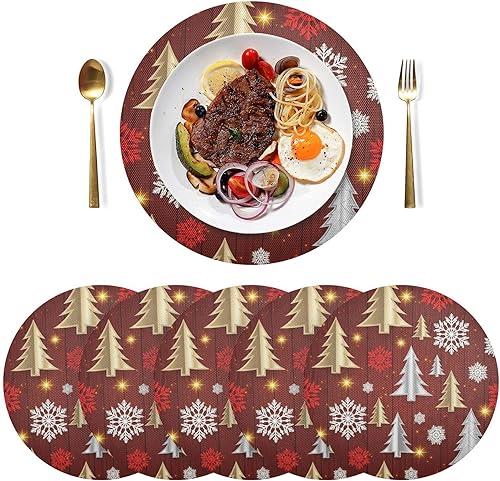 Miniatura 3 de Stylized Christmas Trees Table Place Mats, Non Slip Table Mats Round Washable for Kitchen Table one sizex1