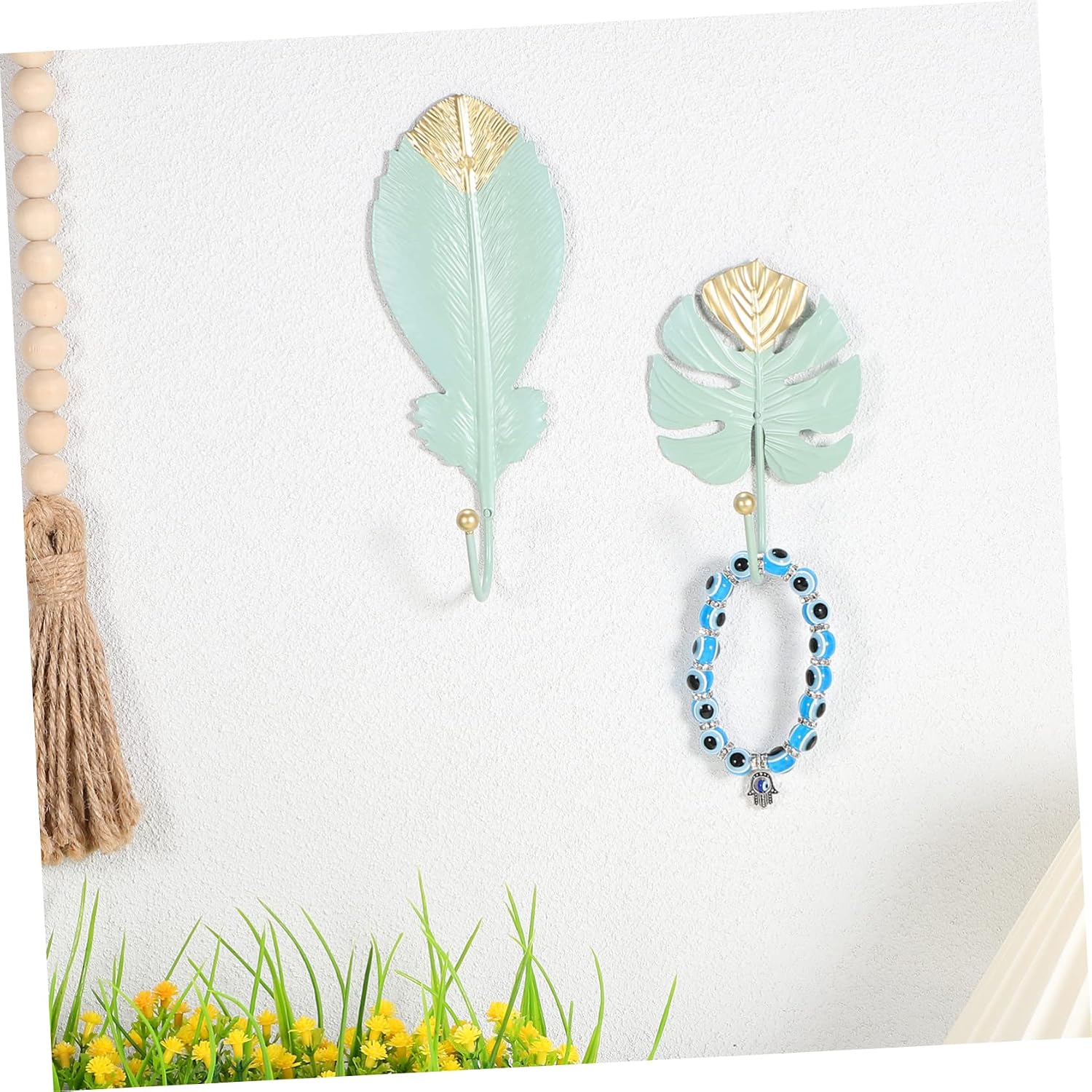 12pcs Leaf Shape Wall Hooks Multifunctional Decorative Hangers for Keys Towels Hats Bags and Clothes No-Drill Installation for Home and Bathroom Use
