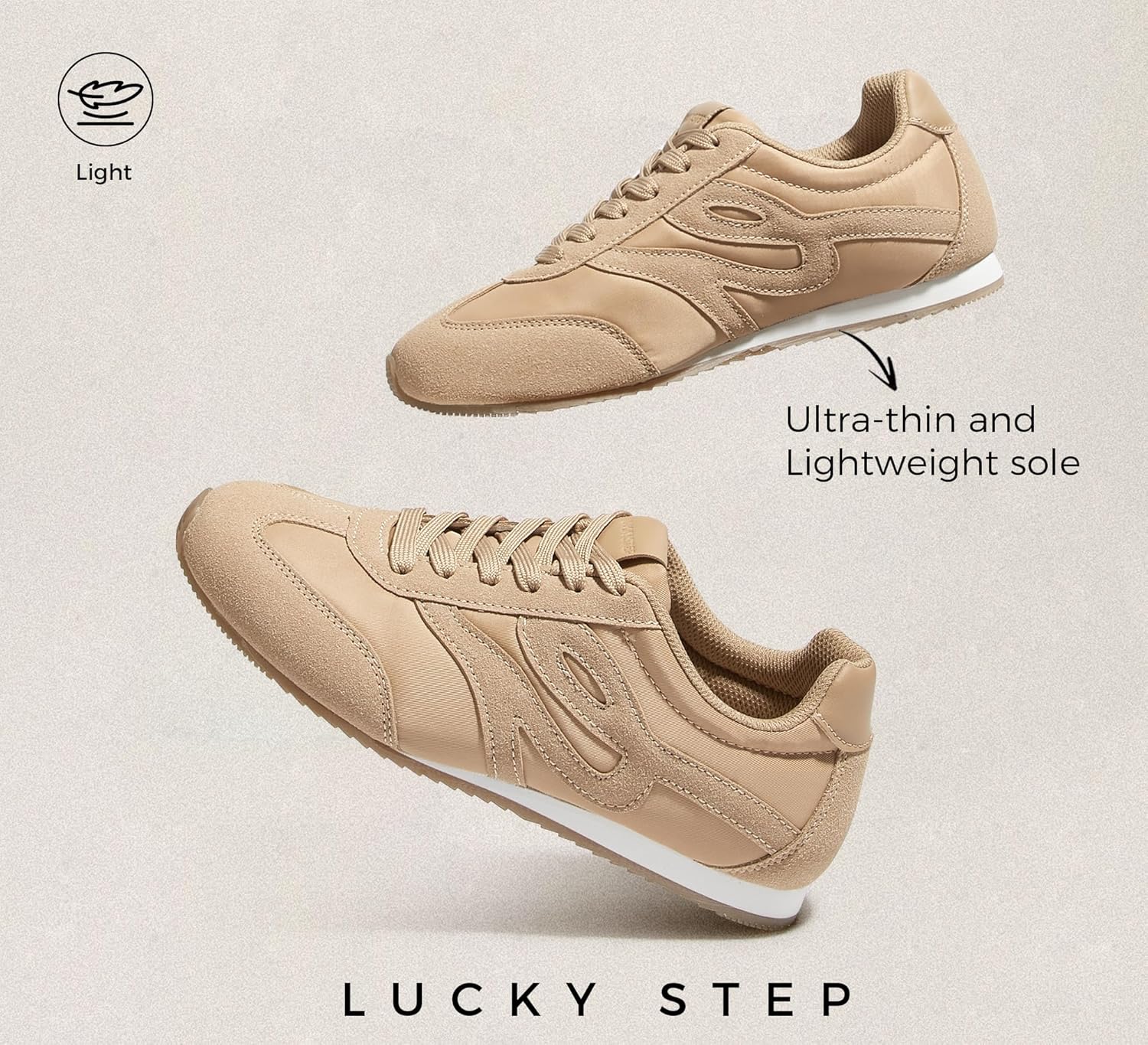 LUCKY STEP Women's Fashion Sneakers Thin Sole Lightweight Retro Athletic Sneakers Casual Lace Up Tennis Shoes Walking Footwear - Image 5