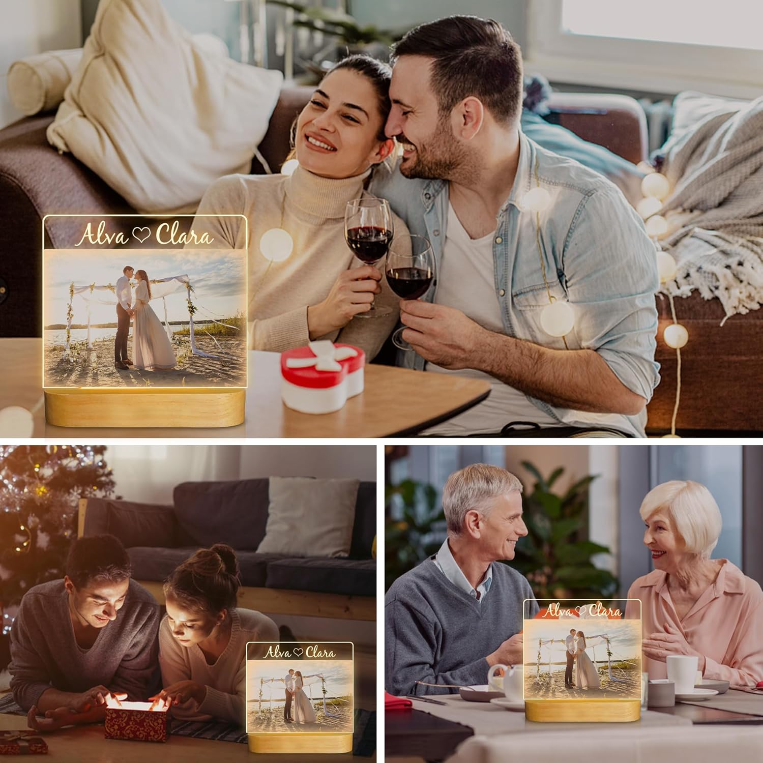 Light up Picture Frame, I Love You Customized LED Photo Frame with Night Light, Couples Gifts for Him and Her, Personalized Anniversary Valentines Day Gifts for Women Men Girlfriend Boyfriend