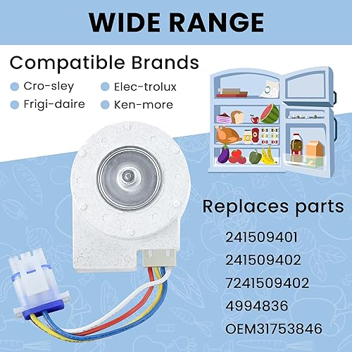 Vista 4 de Motor de ventilador evaporador para refrigerador 241509402 de AMI PARTS-Reemplaza PS1526073 AP3958808 AH1526073 EA1526073 1196443 241509401