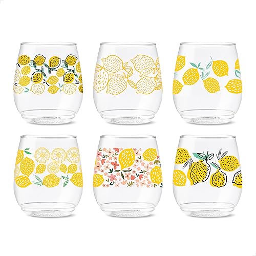Miniatura 45 de TOSSWARE POP - Juego de 6 vasos de vino de 14 onzas Serie Mid-Century Retro, de alta calidad, reciclables, irrompibles y de plástico transparente