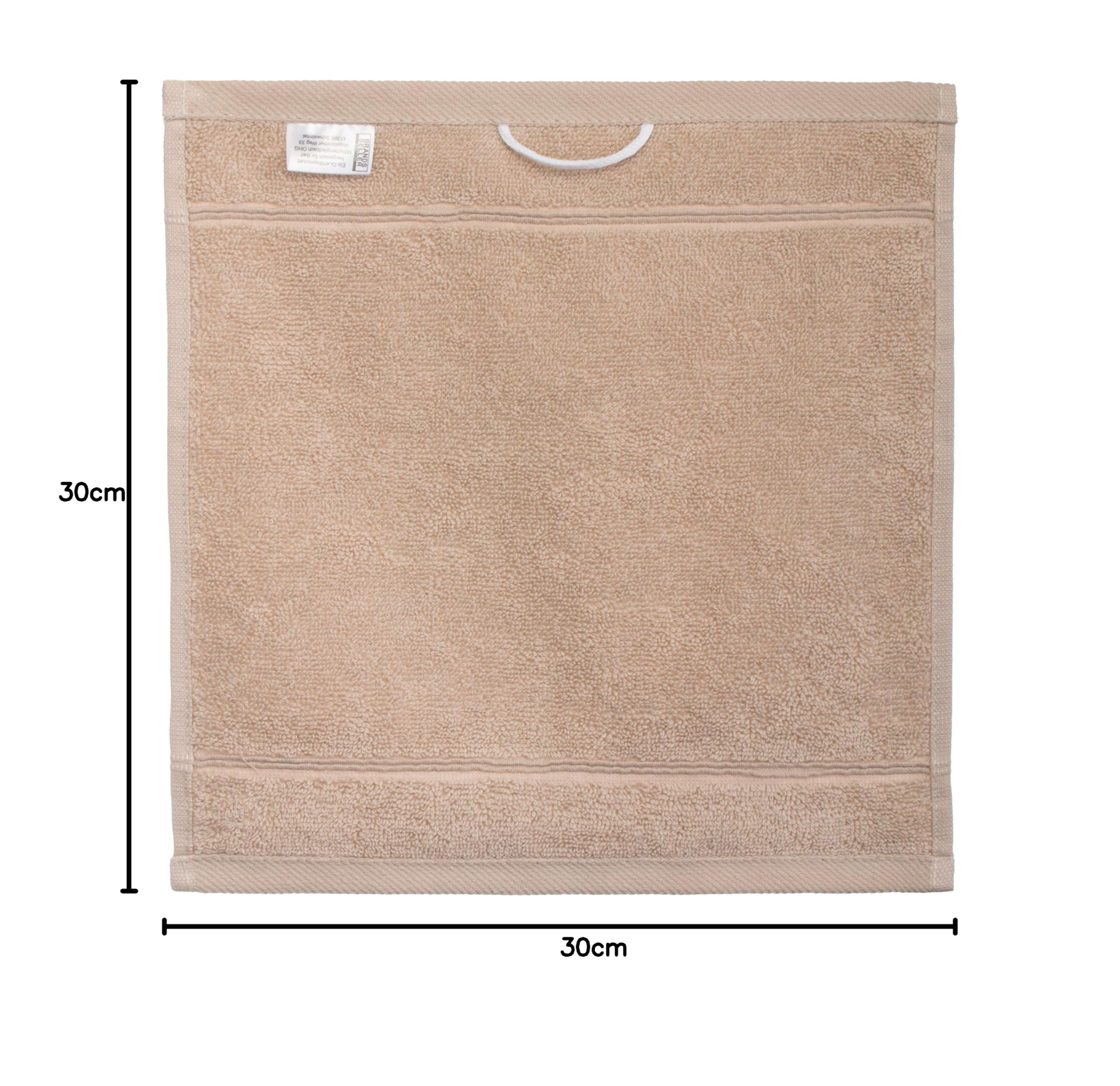 Brandsseller Set di 10 Asciugamani per Sapone 30 x 30 cm Asciugamano in Spugna per Ospiti con Gancio Cotone 470 g/m² Bagno Casa - Sabbia