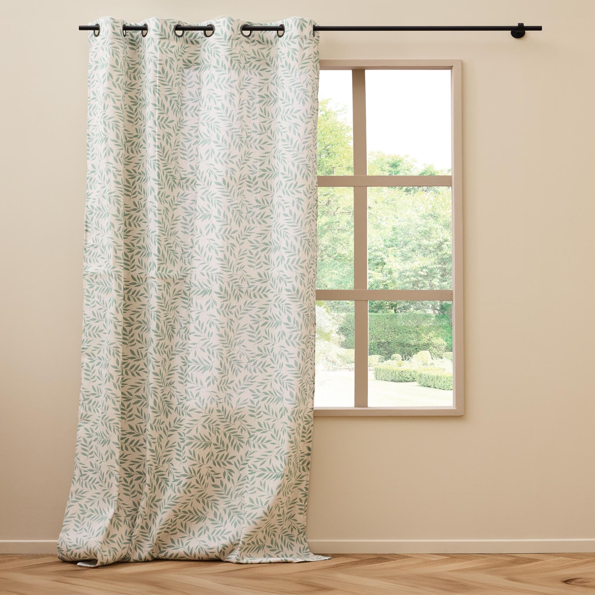 Douceur d'Intérieur, Naya Sage 140 x 280 cm Polycotton Printed Eyelet Curtain