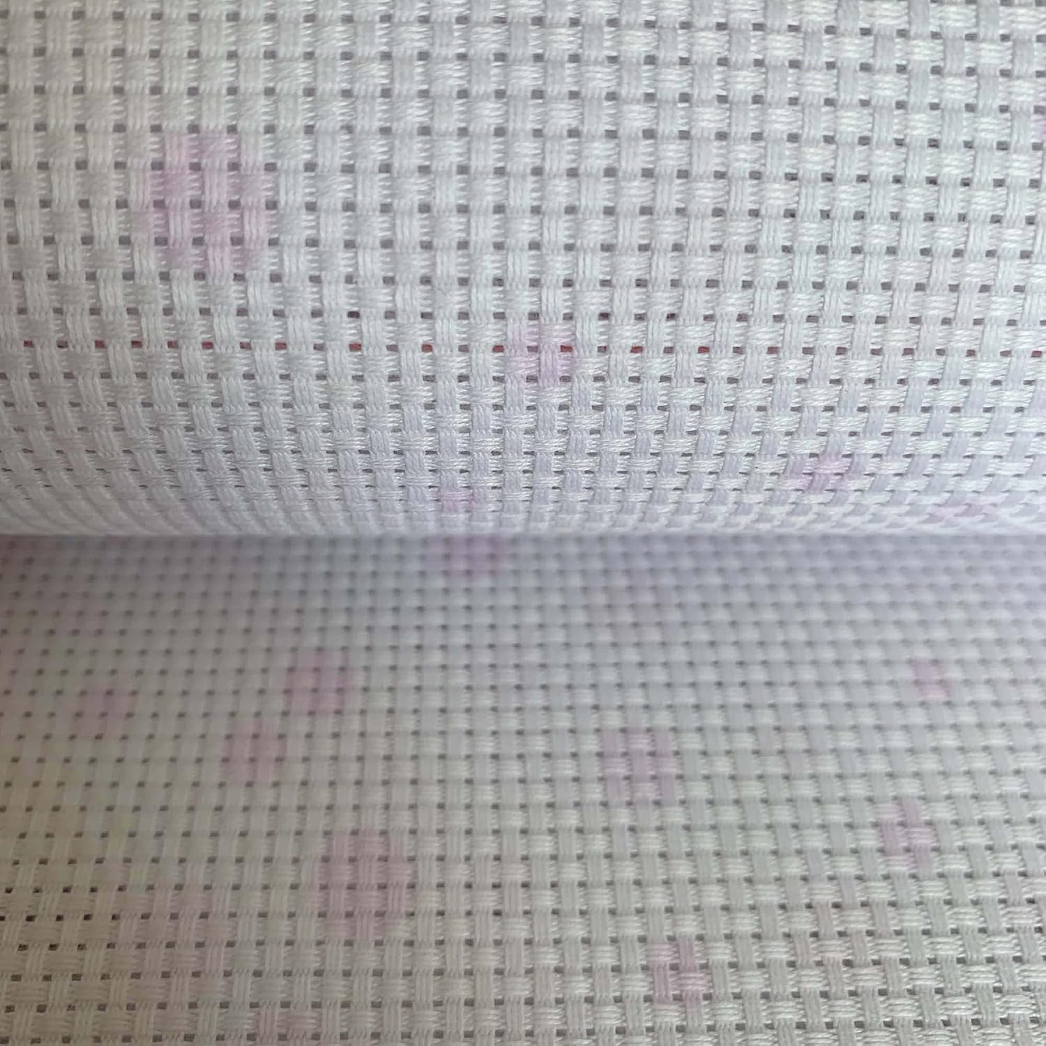 11 Count Aida Cloth Embroidery Cross Stitch Fabric, Fun Pink Polka Dot on White, W59 x L39