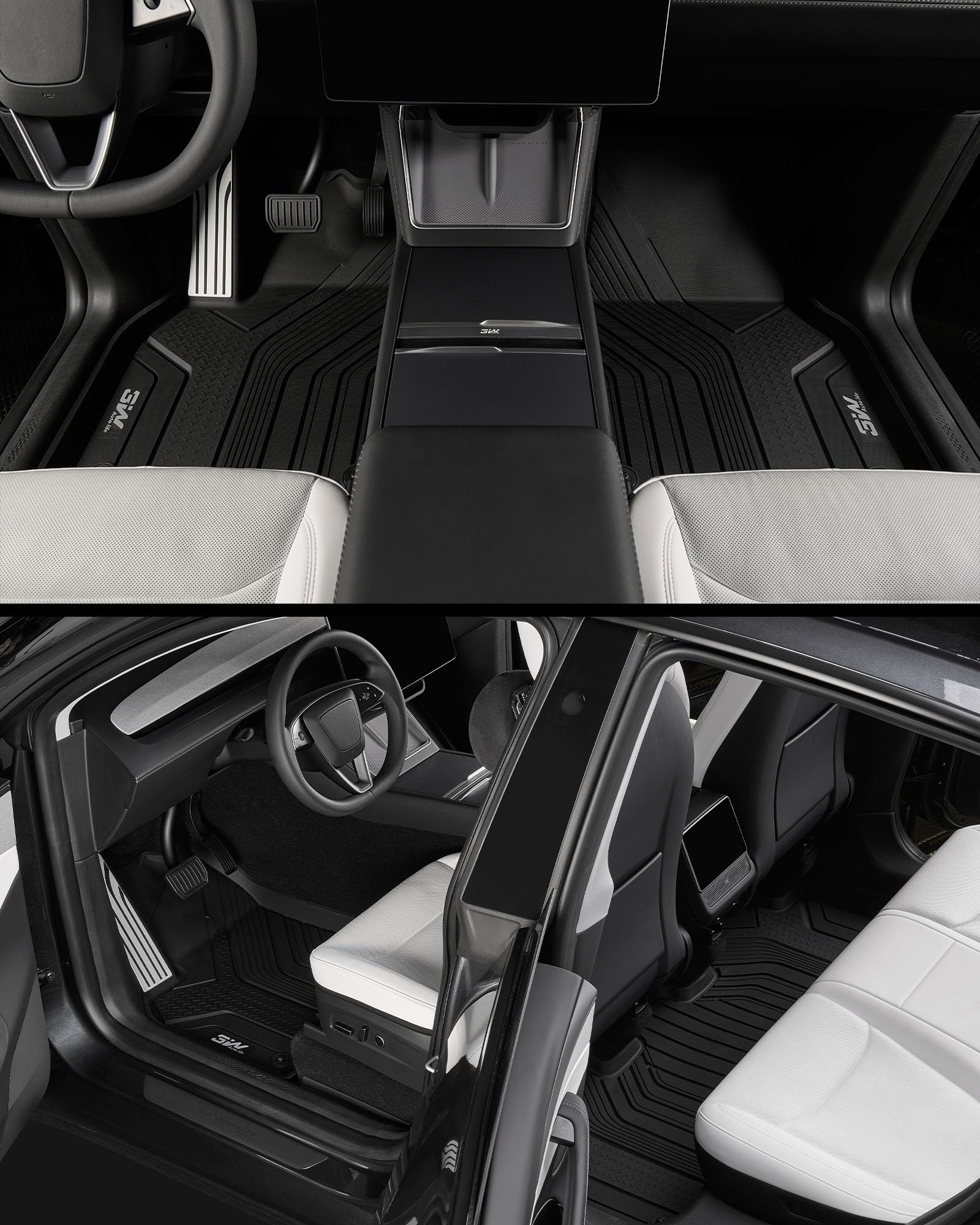 3W Alfombrillas Tesla Model Y Juniper 2025 2026 para Standard/Premium/Performance, Juego TPE Todo Clima Impermeable, Protección Interior Personalizada 5 Plazas, Accesorios Coche