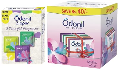 Odonil Bathroom Air Freshener Zipper Mix -30gm (10gm*3, Citrus, Jasmine,Lavender)