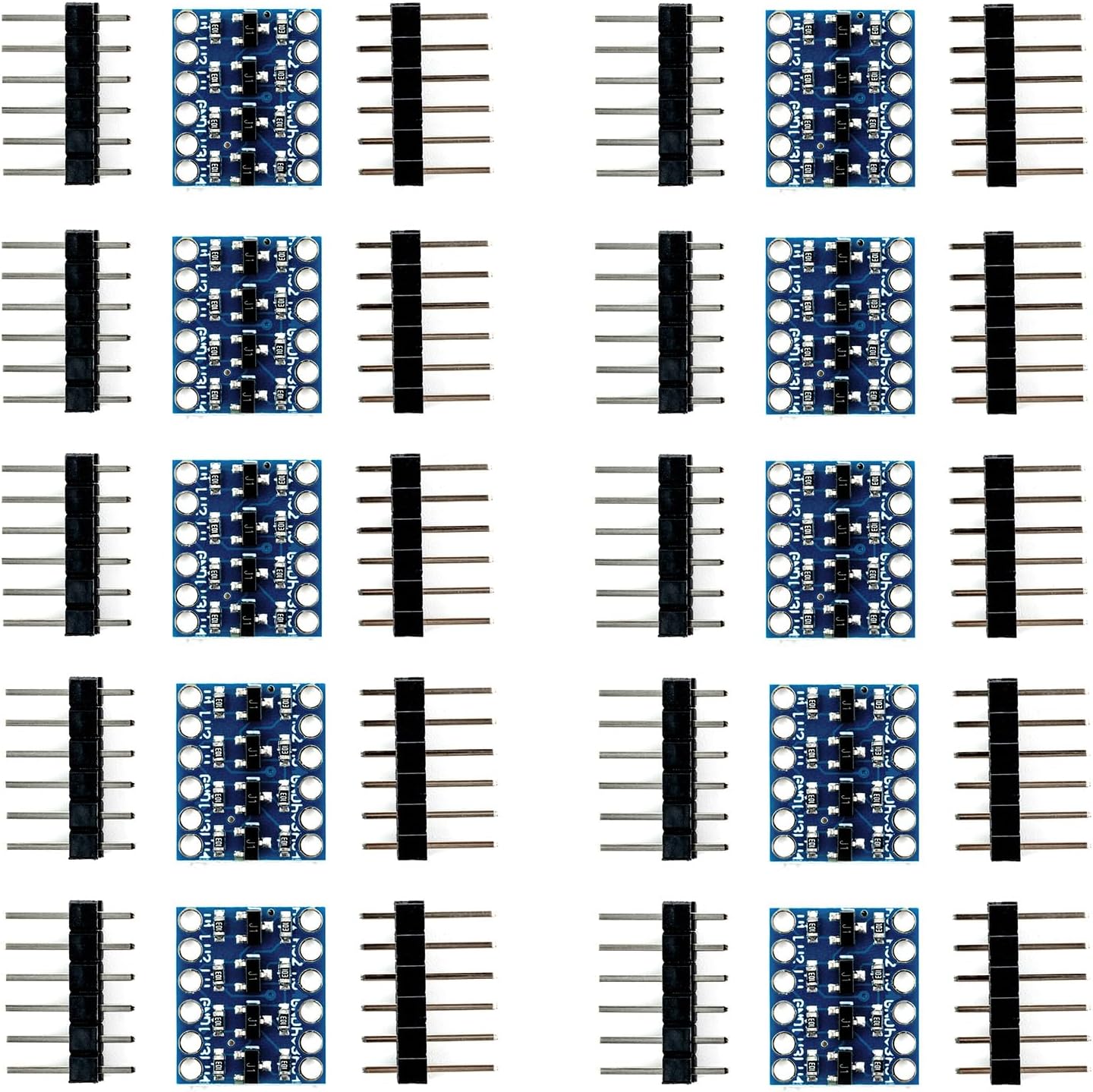 10 Packs Logic Level Shifter 4-Channel Bi-Directional Module, 3.3V 5V I2C IIC Signal Converter for Microcontroller and GPIO Interfacing Projects