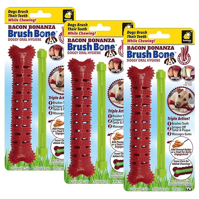 BulbHead Bonanza - Cepillo de dientes de hueso, infundido con sabor a tocino real, cepillo para masticar…