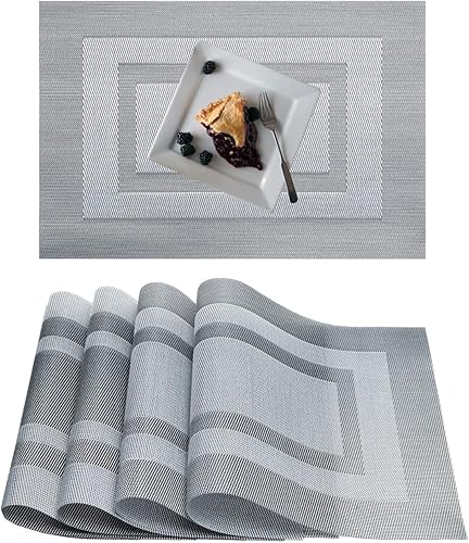 Miniatura 6 de REDANDOR Manteles individuales de vinilo de plástico, lavable, resistente al calor, duradero, PVC, antideslizante, tejido para cocina, comedor