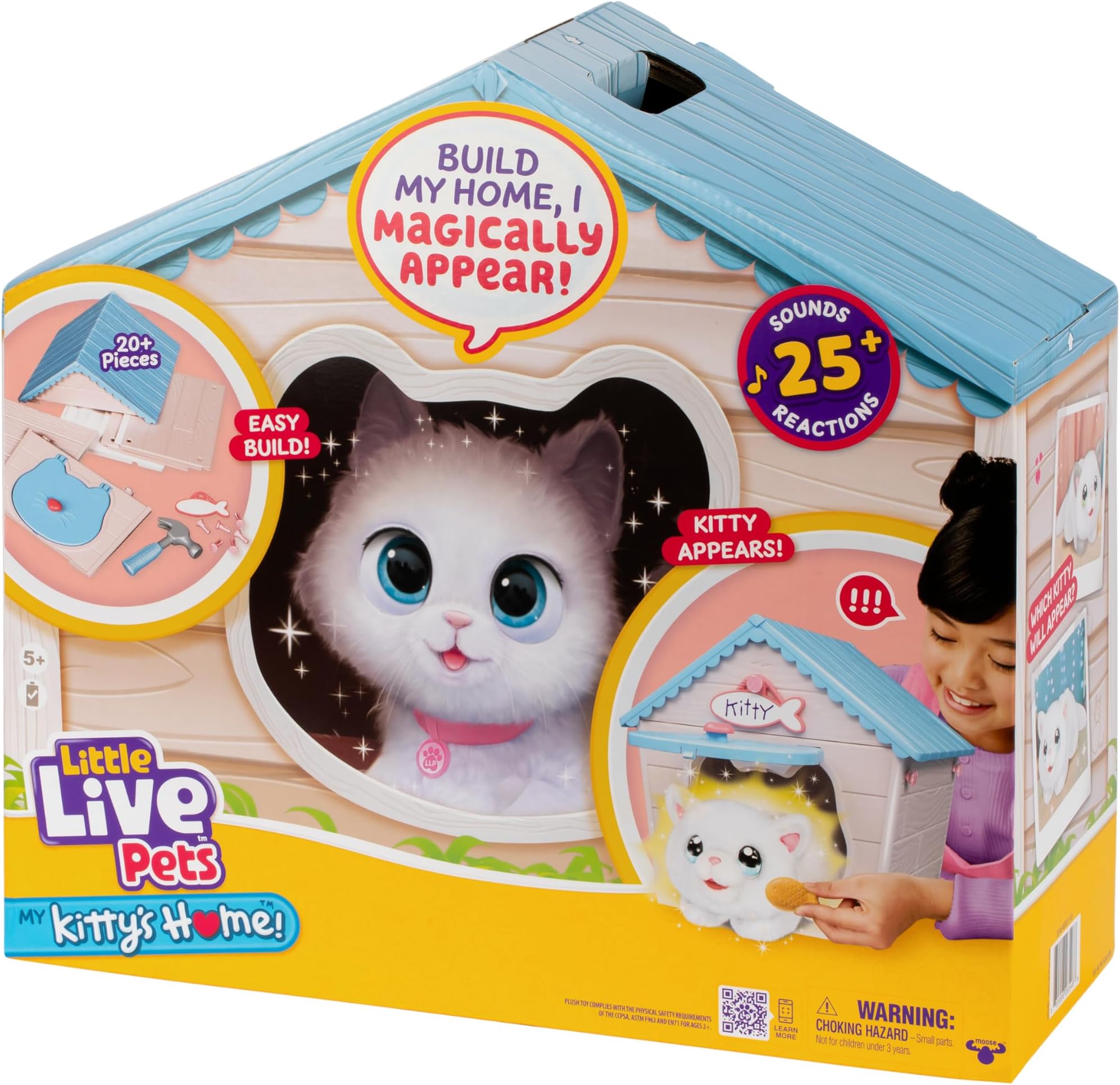 Cat Figurines for Kids, Interactive Hutch Animal Playset with 25+ Sounds, Outdoor Toys for 5+ Year Old Girls