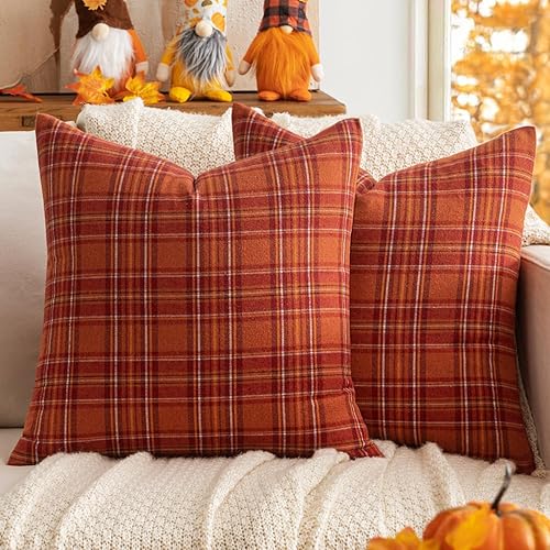 Vista 21 de MIULEE Juego de 2 fundas de almohada de tartán escocés de otoño, clásicas, decorativas, para exteriores, decoración de Halloween, Acción de Gracias