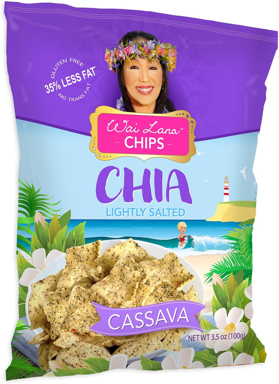 Superfood Cassava Chips | Gluten-Free, Veg, (3.5oz) - 12 Pack - Flavor: Chia Lightly Salted - Wai Lana