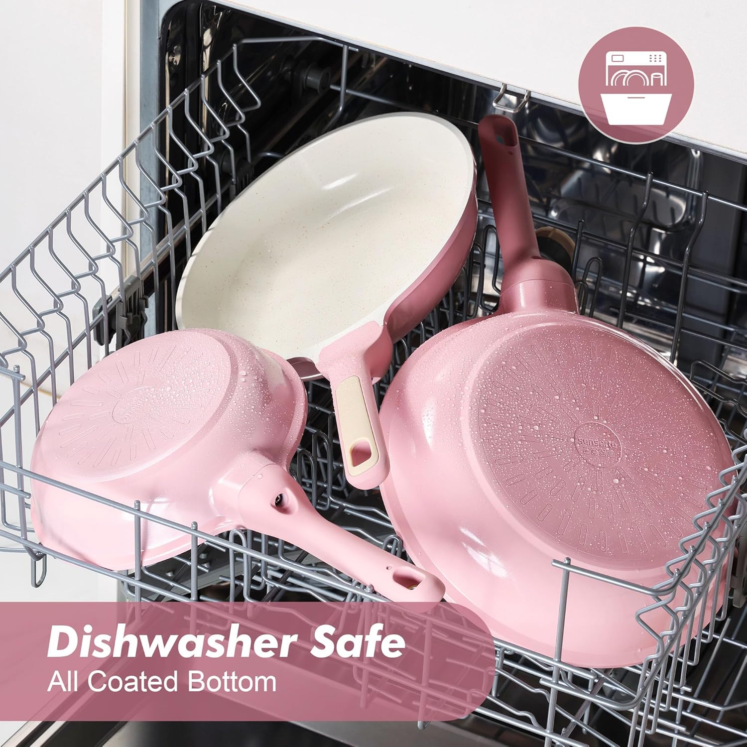 SENSARTE Nonstick Ceramic Frying Pan 8-Inch, Healthy Non Toxic Skillet, Induction Compatible Omelet Pan with Heat Resistant Handle, PFAS-Free, Pink - Image 4