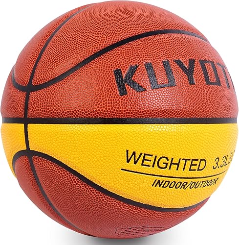 Miniatura 2 de KUYOTQ 3LBS3.3LBS2.2LBS 29.528.5" Weighted Basketball Composite Indoor Outdoor Heavy Trainer Basketball for Improving Ball Handling Dribbling