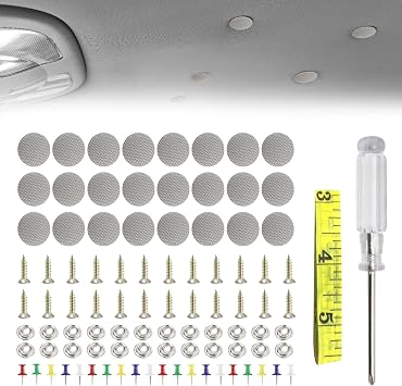 Car Headliner Repair Kit, Car Roof Headliner Repair Button, Roof Repair Fabric with Installation Tool, Universal Car Accessories Car Roof Kit for Roof Snap Rivets Retainer Grid Gray