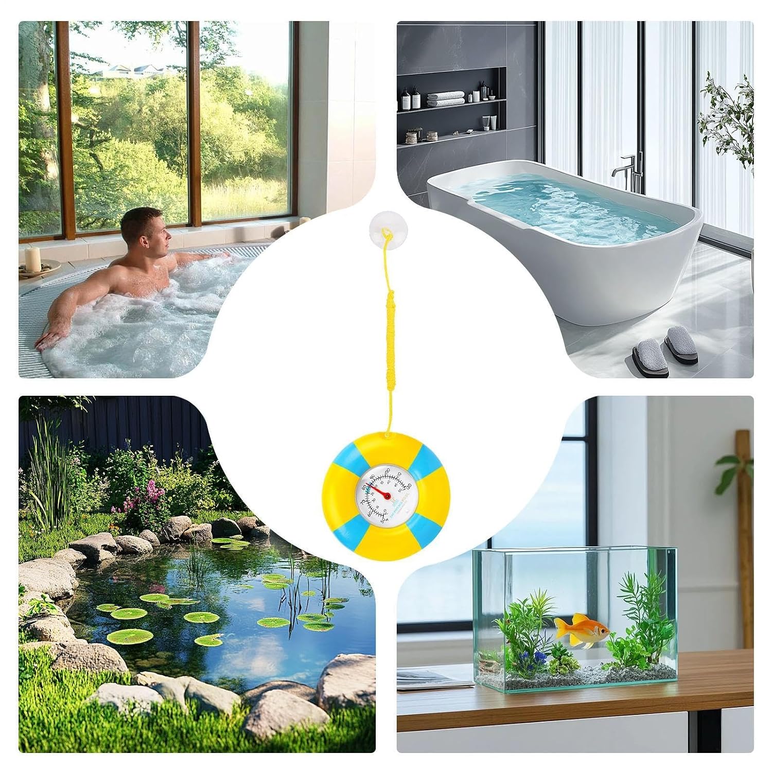Pool Temperature Gauge, with Floating Precision Waterproof Design, Easy Read Spa Temperatures Thermometer, Accurate Water Temperature Monitor, for Pool Spa Bathtub Pond Aquarium Indoor Outdoor Use