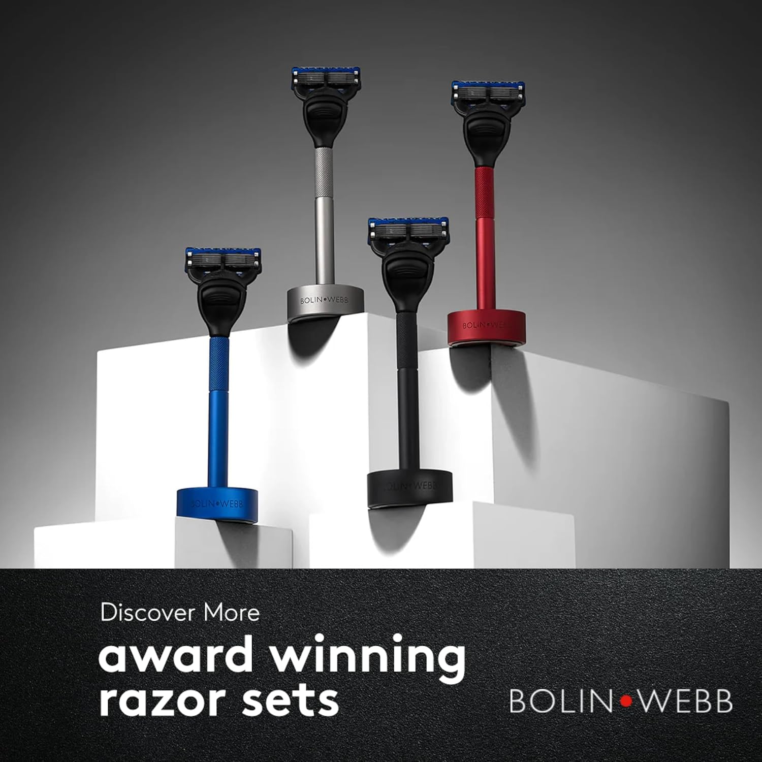 Bolin Webb Generation Razor & Stand - Luxury Razors for Men with Gillette Fusion 5 Blades, Premium Aluminum Shaving Razor for Smooth, Irritation-Free Shave, Ideal Gift & Daily Grooming Set (Red)