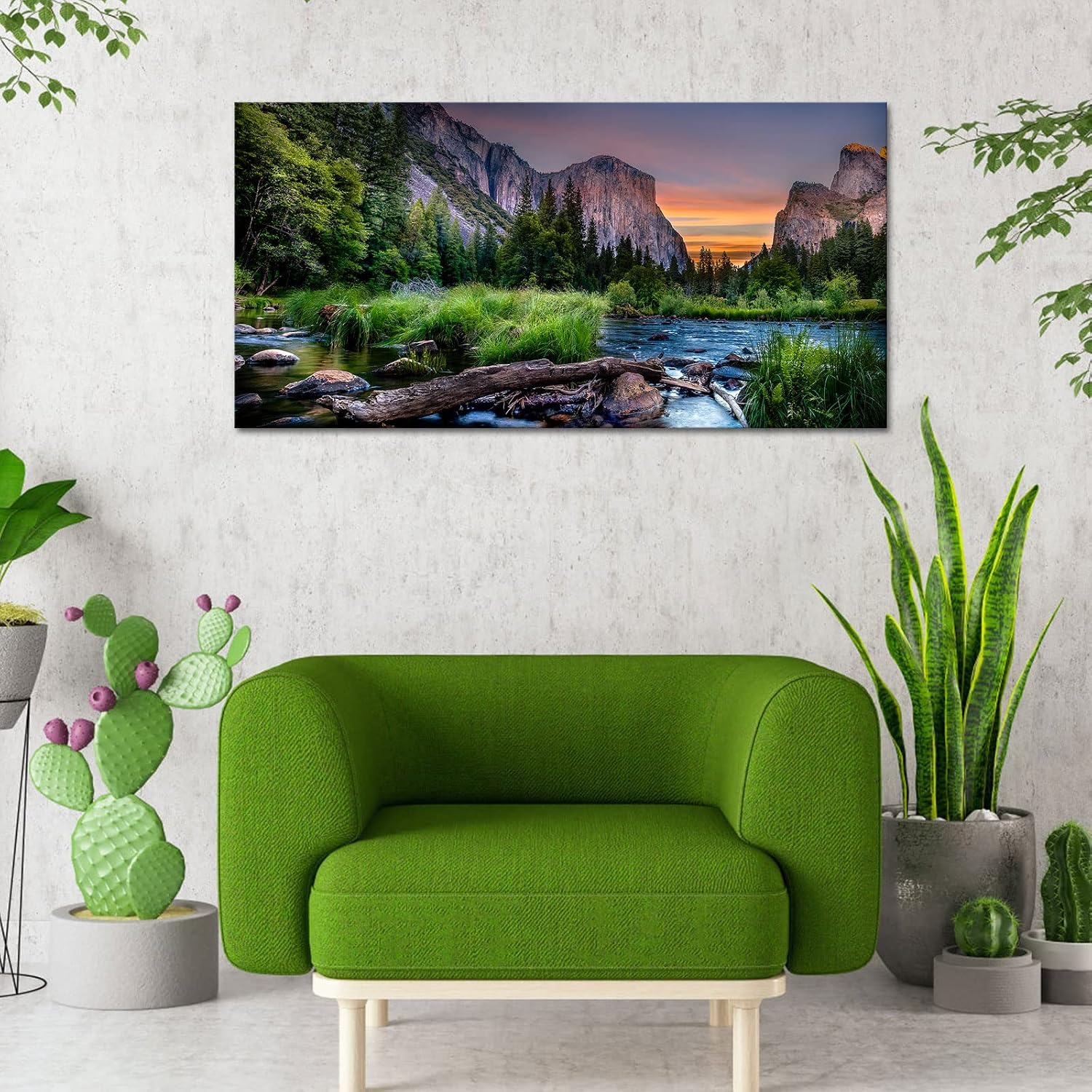 LyerArtork Yosemite Valley National Park Canvas Wall Art American Nature View Painting Prints Modern Landscape Artwork Home Wall Decor Framed Gallery Wrapped Ready to Hang 20x40inch