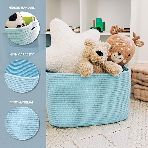 Miniatura 10 de OrganiHaus - Paquete de 3 canastas de almacenamiento con cuerda de algodón, canasta decorativa para almacenamiento de armario, organización del