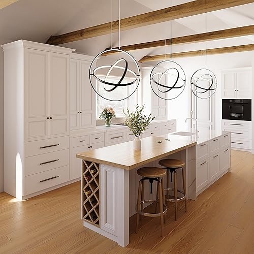 Miniatura 10 de Moderno candelabro LED negro regulable con luz colgante LED para isla de cocina, candelabros cuadrados para comedor, lámparas colgantes