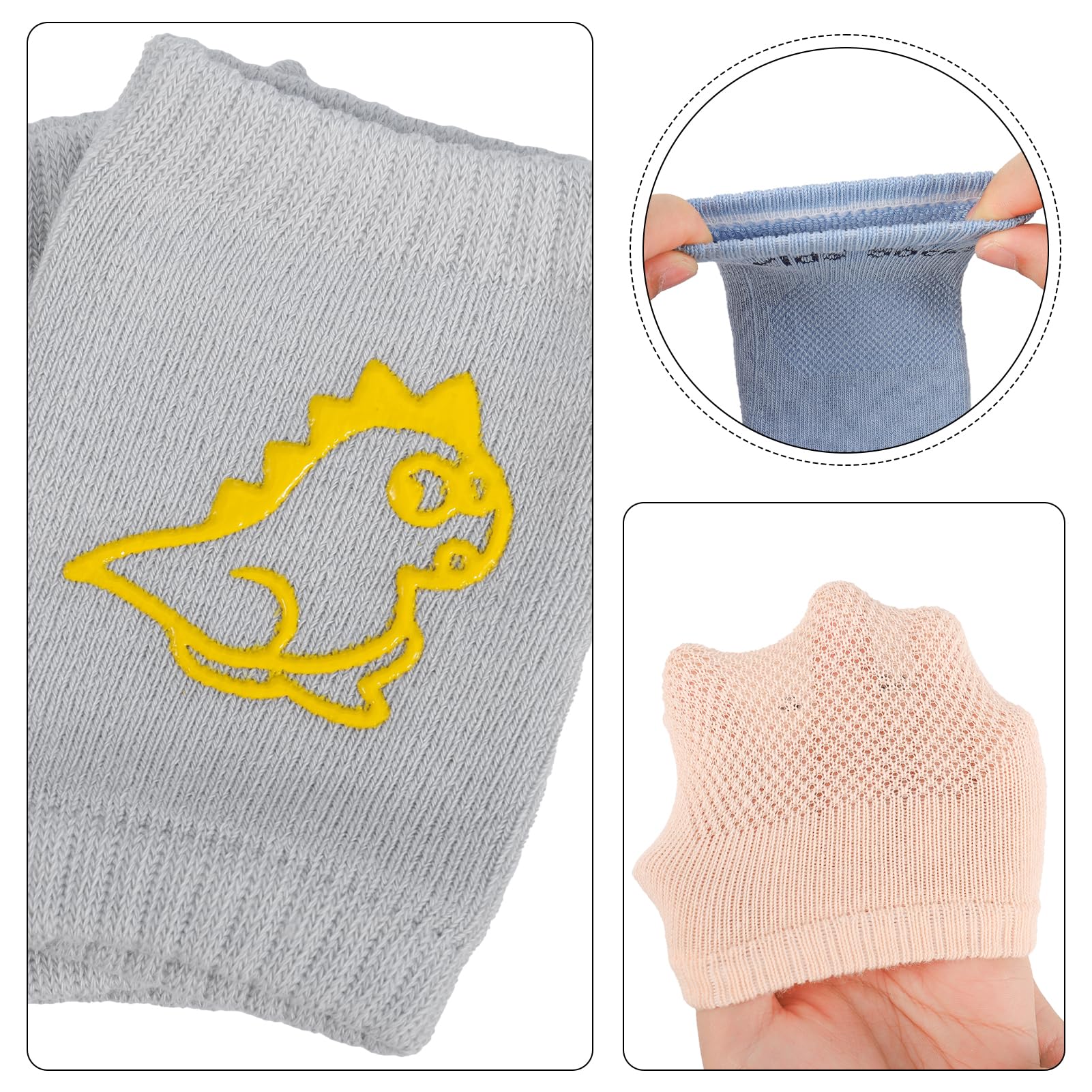 Lvefyti Baby Knieschoner 5 Paar Cartoon Tier Design mit Anti Rutsch Gummipunkten Weiche Baumwoll Krabbelschützer für Jungen & Mädchen