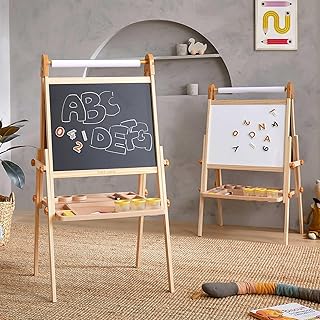 Tiny Land Easel for Kids, Double-Sided Magnetic Easel, Adjustable Wooden...