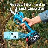 SEESII Forbici Potatura a Batteria 40mm, 2x4000mAh Batterie, Lama SK5 - 7