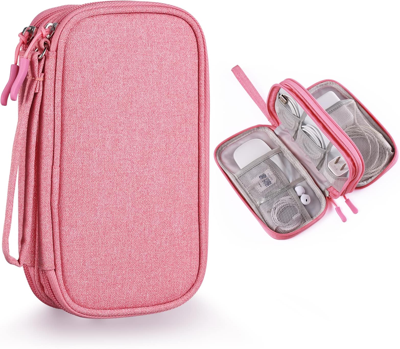 BevegekosBevegekos Travel Essentials for Women, Cord Organizer Storage Case Bag for Airplane Accessories & Tech Electronics (Small, Pink)