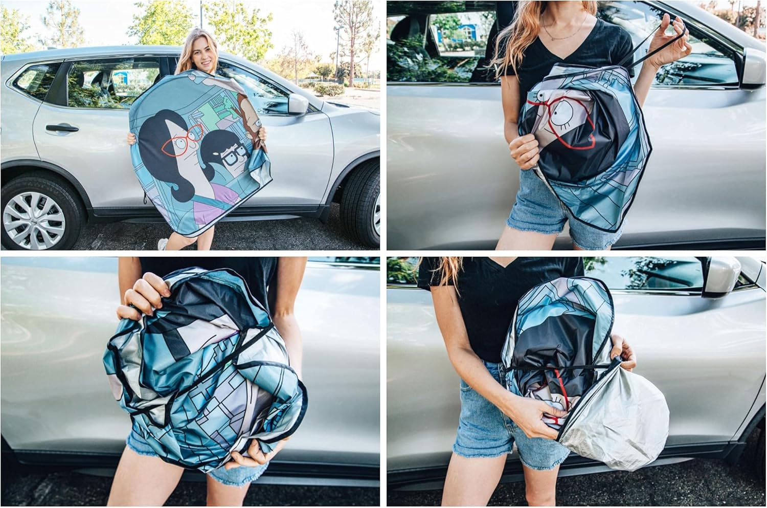 Bob's Burgers Belcher Family Sunshade for Windshield | Foldable Sun Visor Protector for Cars, Trucks, SUVs | Blocks UV Rays and Sun Glare | 64 x 32 Inches