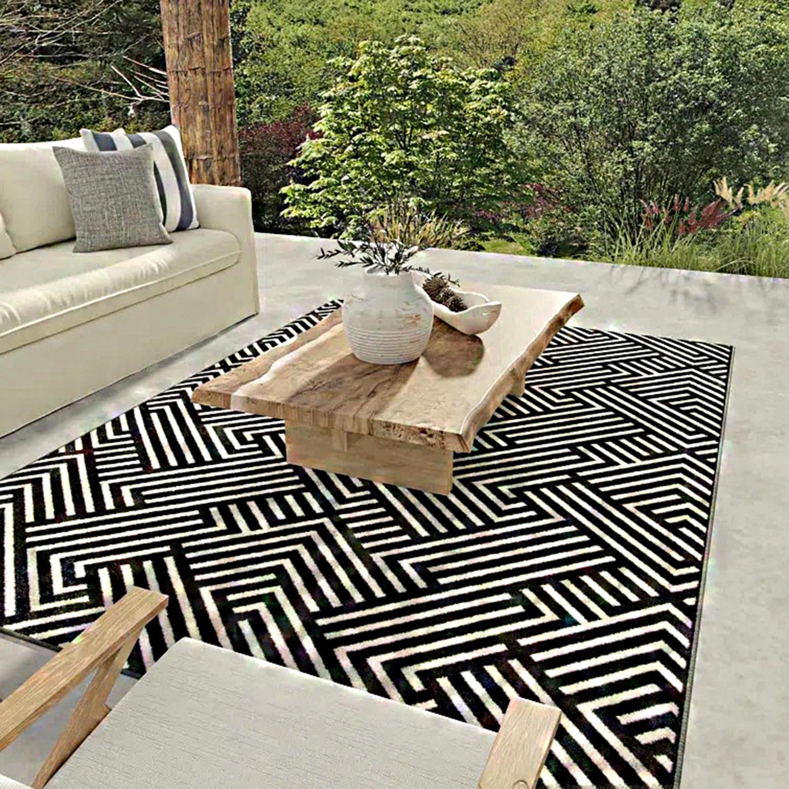 HGTRH Garden Rugs Outdoor Waterproof 200 X 300 Extra Large, Outdoor Rugs for Garden Waterproof Rectangle, Outside Carpet for Patio Wood Deck Features Geometric Motifs, Anti-Slide Indoor Outdoor Rugs