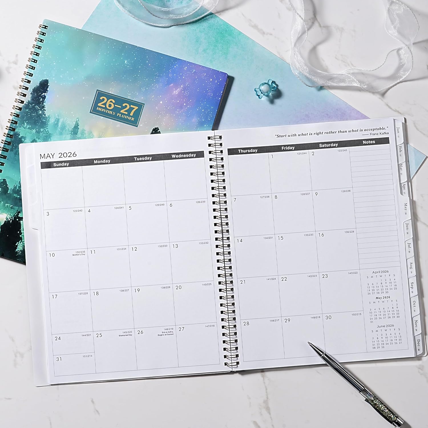 2026-2027 Monthly Planner/Calendar - 2 Year Monthly Planner 2026-2027, Jan. 2026 - Dec. 2027, 9" × 11", 2 Year Calendar with Tabs, Twin-Wire Binding, Back Pocket, Holiday ＆ Note Pages - Image 2