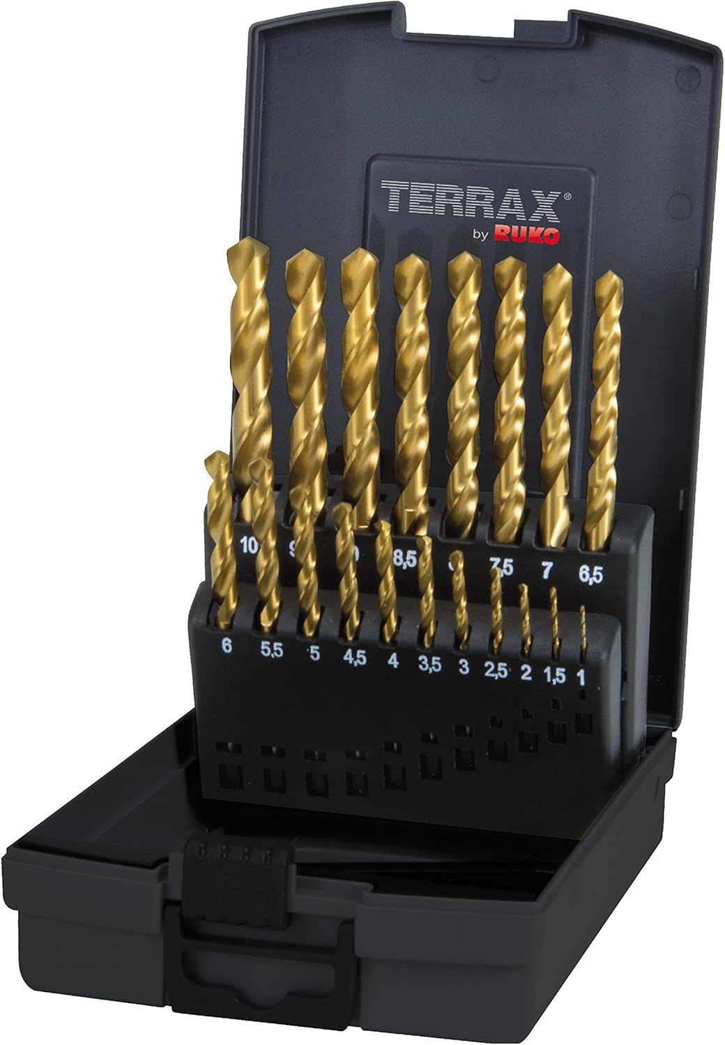 Terrax by Ruko A250214TRO Twist Drill Bit Set DIN 338 Type N HSS-G TiN in Plastic Case