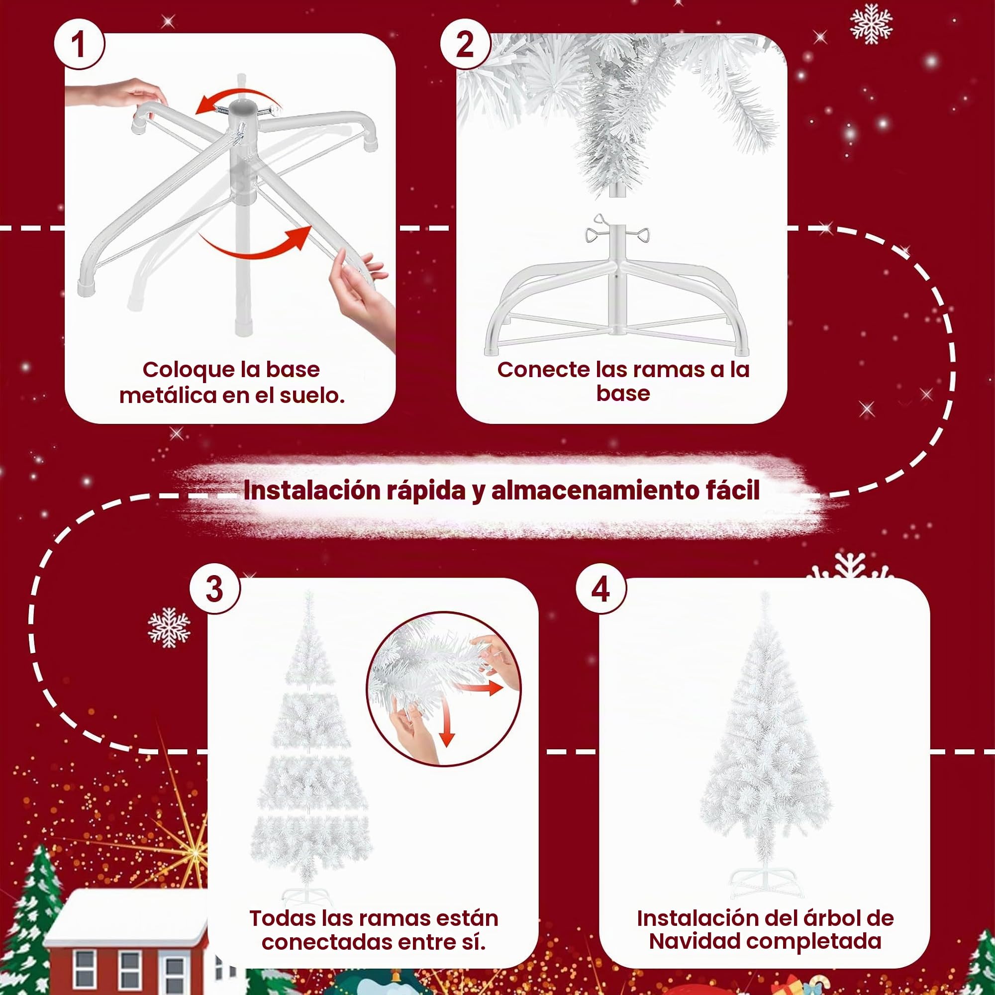 Uisebrt Árbol de Navidad artificial con soporte.