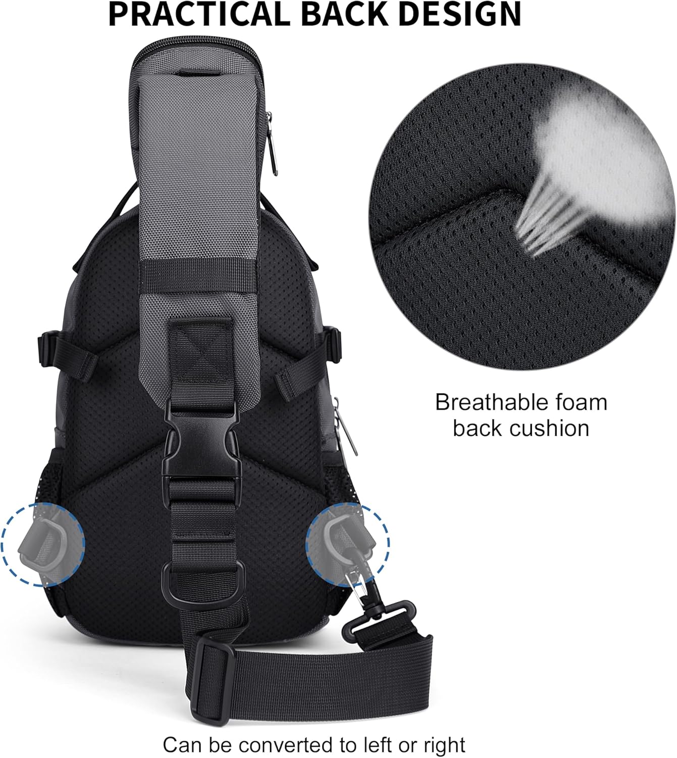 WITZMAN Sling Bag for Men Travel Crossbody Bag Small Shoulder Bag with Shoulder Strap Pocket for Casual Daily Work