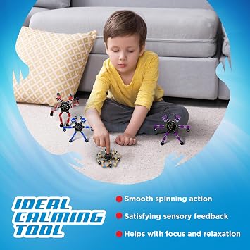 Robo Spinner Fidget Spinner Toys, 4 Pack - Transformable Sensory Fidget Toy for Kids & Adults - Stress Relief Anxiety Toy for Boys & Girls - Build Endless Shapes, Robot Party Favors, Birthday Gifts