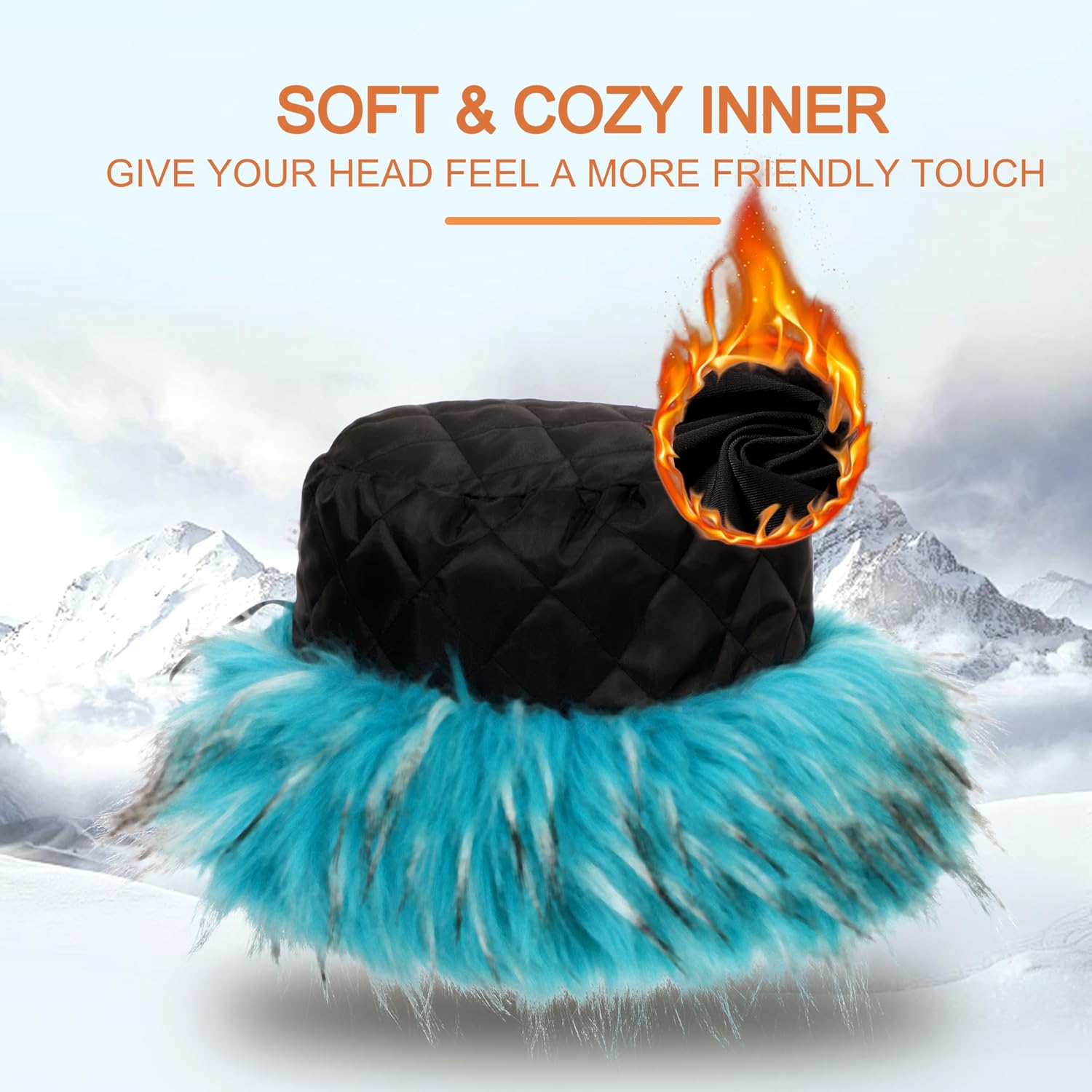 Rulala Fancy Womens Faux Fur Bucket Hat for Winter Fuzzy Fluffy Warm Ladies Fisherman Cap