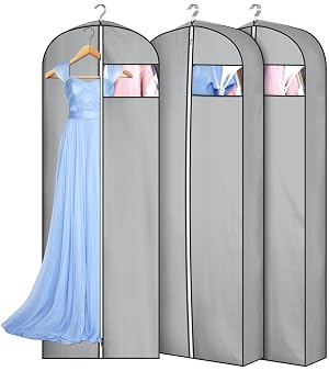 MISSLO 4 Gusseted Garment Bags for Hanging Clothes 65 Dress Bags for Gowns Long Waterproof Dress Cover for
