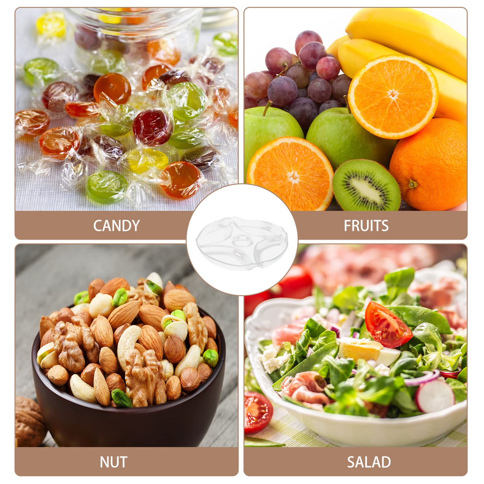 Vassoio per Frutta e Snack con Scomparti Multifunzione, Coperchio, Piatto da Dessert Portatile