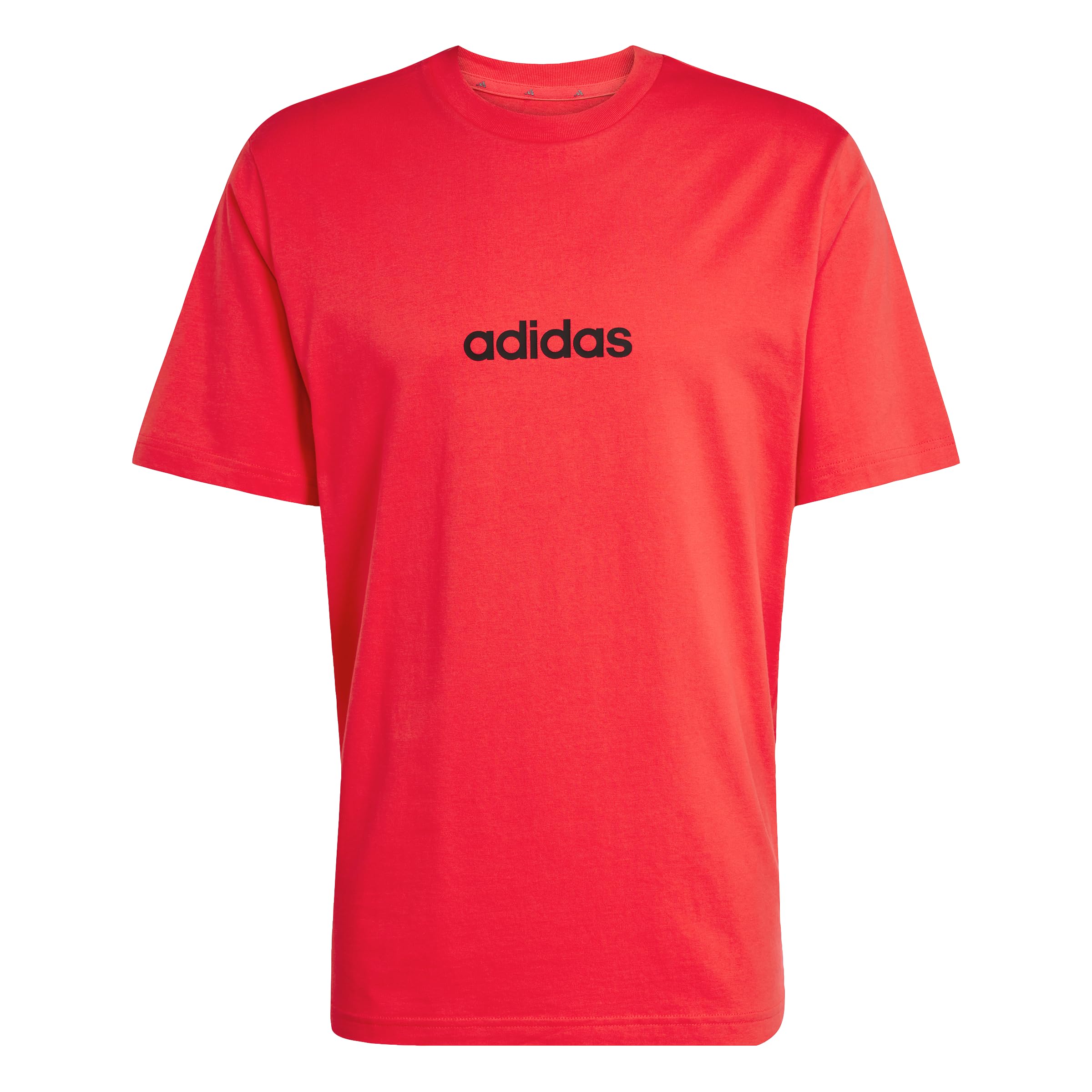 adidas Men's Essentials Linear Single Jersey Shirt, Pure Ruby/Black, XS