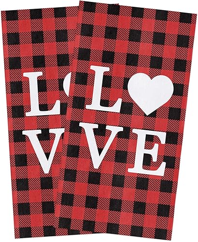 Yun Nist Paños de cocina para cocina diseño romántico de corazón de amor para el día de San Valentín paños de cocina de microfibra suave