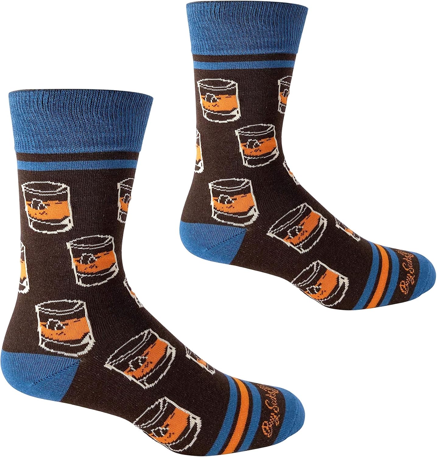 Bourbon Whiskey Rocks Glasses & Men's Socks | Funny Novelty Fashion Dress Socks | Unique Gifts for Whiskey Lovers